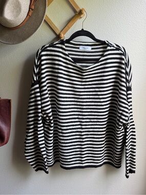 CJLA Wesley Sweater, Striped Black and White Knit Sweater